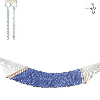 Large Polyester Pillowtop Hammock - Blue Dobby Weave