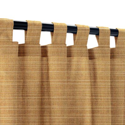 Sunbrella Dupione Bamboo Outdoor Curtain Custom Length w/ Dark Gunmetal Grommets