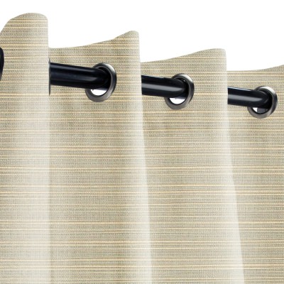 Sunbrella Dupione Dove Outdoor Curtain with Satin Nickel Grommets 50 in. x 84 in.