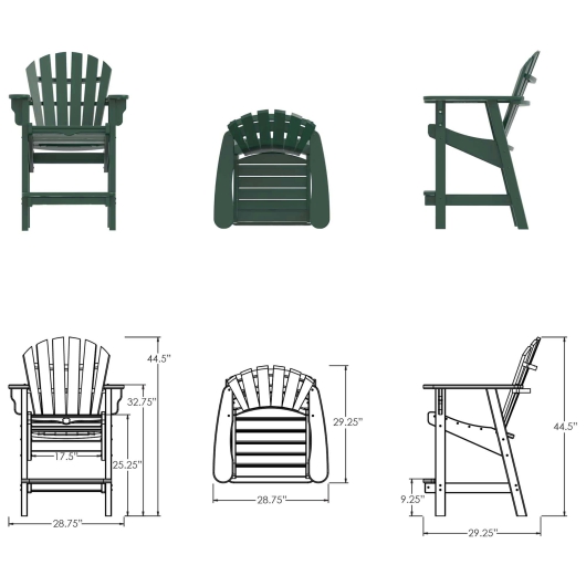 DURAWOOD® Poly Crescent Counter Height Chair