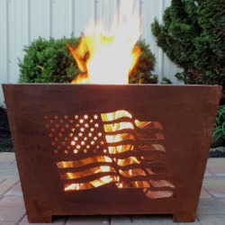 Flag Fire Basket with Authentic Patina Rust Finish