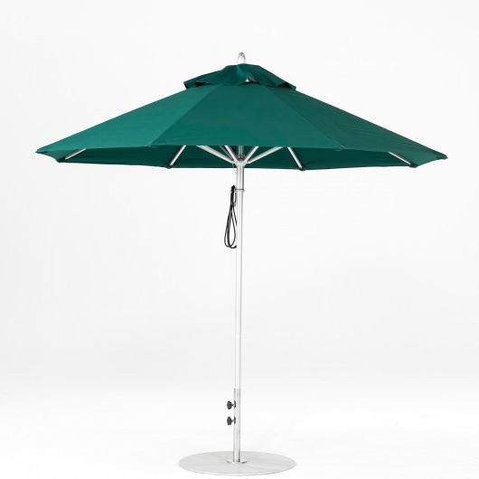 9 Ft. Pulley Lift Aluminum Market Umbrella with Silver Pole