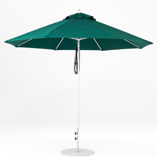 11 Ft. Pulley Lift Aluminum Market Umbrella with Silver Pole