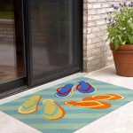 Frontporch Flip Flops Aqua Outdoor Rug
