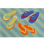 Frontporch Flip Flops Aqua Outdoor Rug