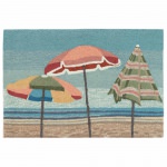 Frontporch Beach Umbrellas Indoor/Outdoor Rug - Aqua