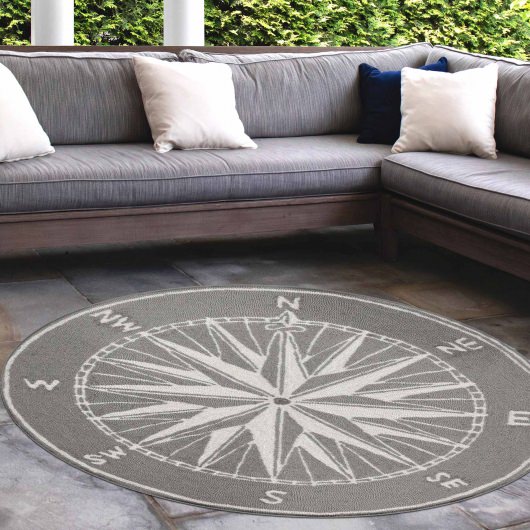 Frontporch Compass Indoor/Outdoor Rug Grey Liora Manne by