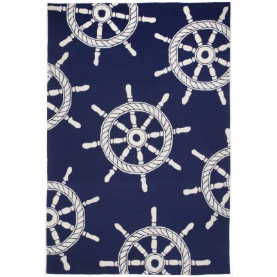 Frontporch Ship Wheel Indoor/Outdoor Rug - Navy