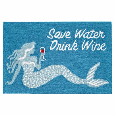 Frontporch Save Water Drink Wine Indoor/Outdoor Rug - Ocean