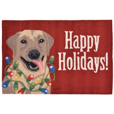 Happy Holidays Red Front Porch Outdoor Rug