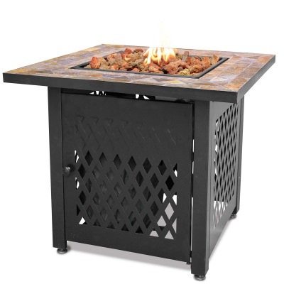 Endless Summer LP Gas Fire Table with Slate Tile Mantel and Lava Rocks
