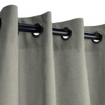 Sunbrella Canvas Charcoal Outdoor Curtain with Dark Gunmetal Grommets 50 in. x 120 in.