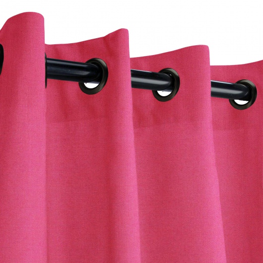Sunbrella Canvas Hot Pink Outdoor Curtain with Dark Gunmetal Grommets 50 in. x 84 in.