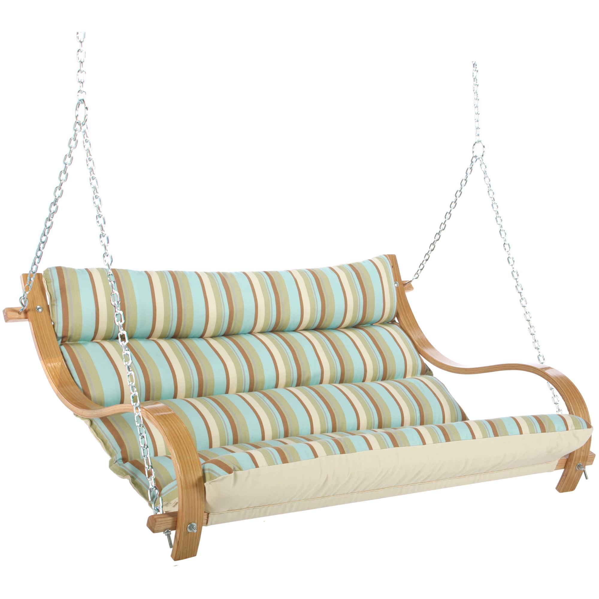 Spring Bay Stripe Deluxe Cushioned Double Porch Swing Dfohome Deluxe Cushioned Double Swing Spring Bay Stripe Discontinued