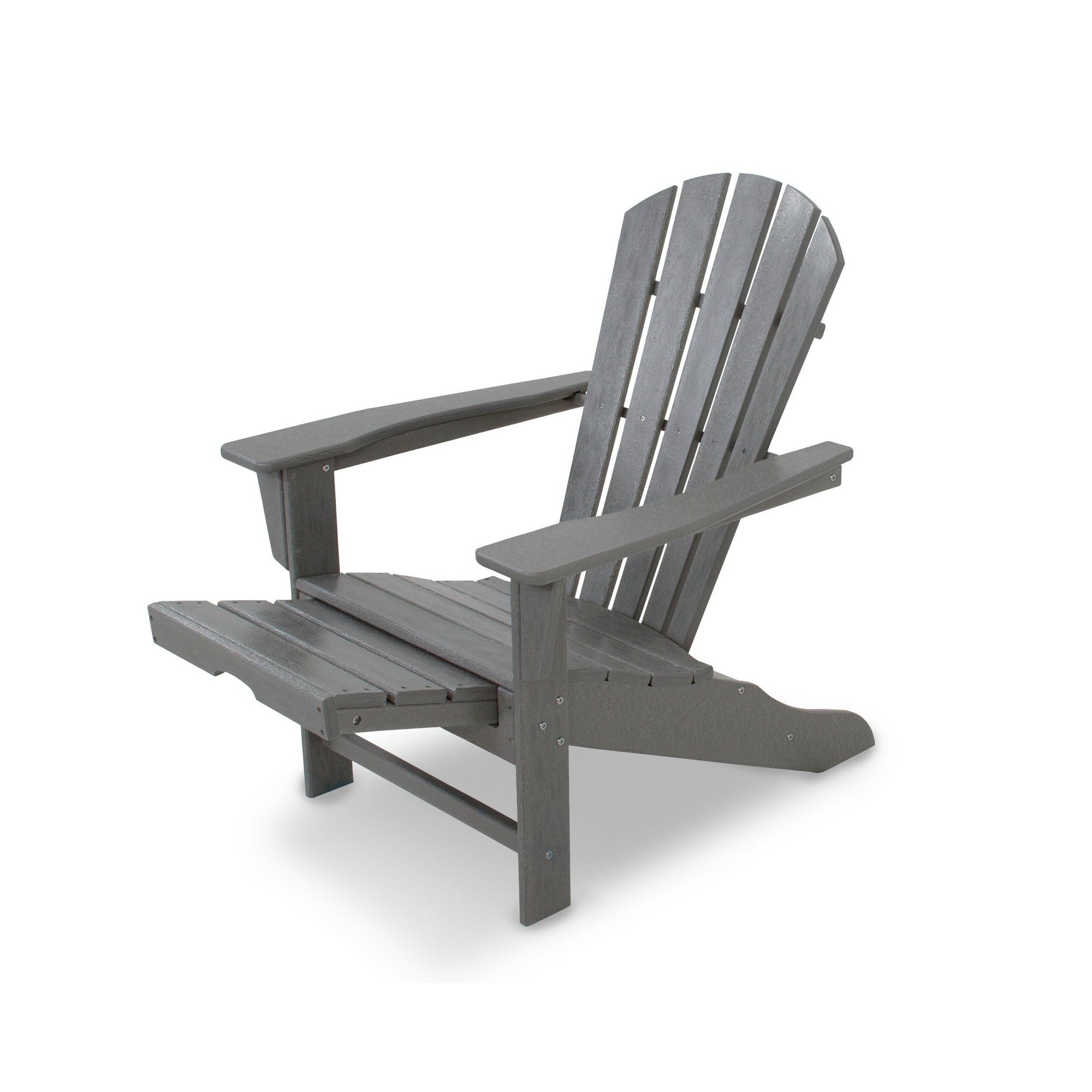 Polywood Palm Coast Adirondack Chair with Hideaway Ottoman in Slate Grey