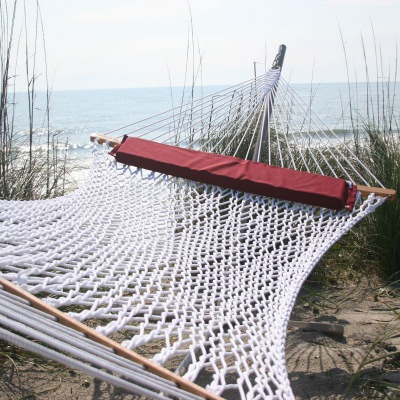 Extra-Wide White Polyester Rope Hammock
