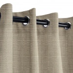 Sunbrella Linen Taupe Outdoor Curtain Custom Length w/ Satin Nickel Grommets w/ Stabilizing Grommets