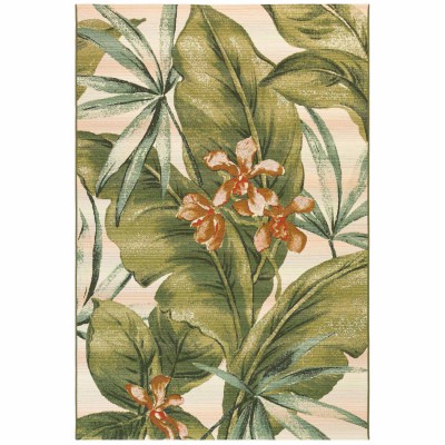 Marina Tropical Leaf Indoor/Outdoor Rug - Cream