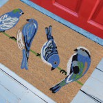 Natura Blue Birds Outdoor Mat - Natural