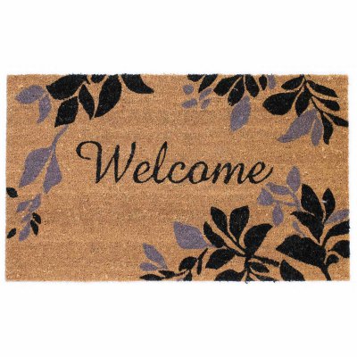Natura Welcome Leaves Border Outdoor Mat - Black