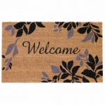 Natura Welcome Leaves Border Outdoor Mat - Black