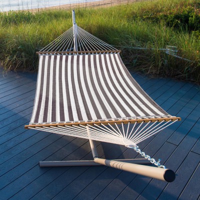 Large Quilted Hammock with Metal Stand and Optional Hammock Pillow