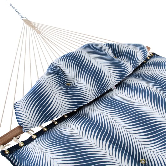 Large Sunbrella® Clock Out Indigo Tufted Hammock with Detachable Pillow