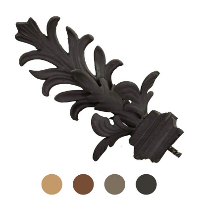 Set of Wrought Iron Outdoor Curtain Leaf Design Finials