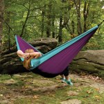 Double Travel Hammock - Turquoise/Raspberry