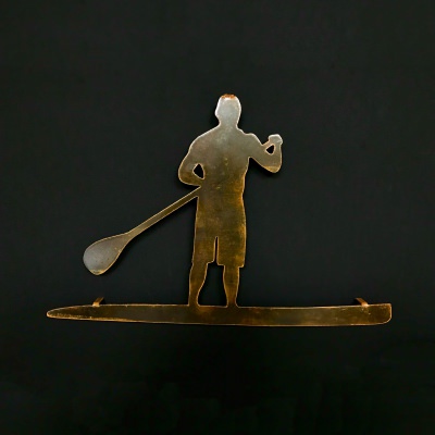 Patina Steel Male Paddle Boarder Wall Decor