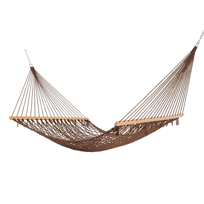13 ft. Double Antique Brown Polyester Rope Hammock with Hanging Hardware