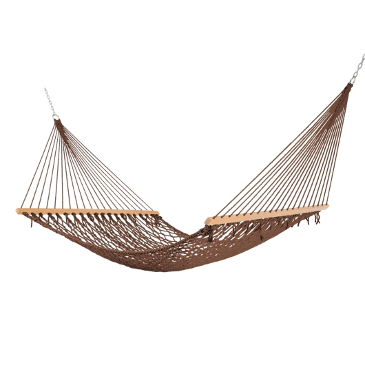 13 ft. Double Antique Brown Polyester Rope Hammock with Hanging Hardware