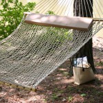 Taupe Polyester Rope Hammock with Pillow