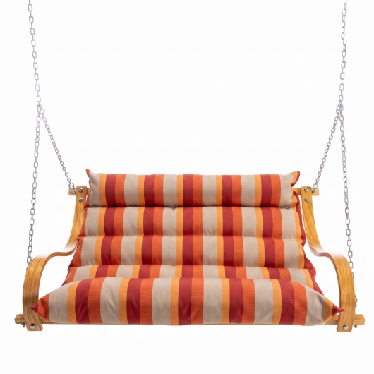 Curved Oak Double Deluxe Sunbrella Cushion Swing