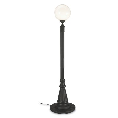 European Single Globe Outdoor Patio Lamp with White Globe