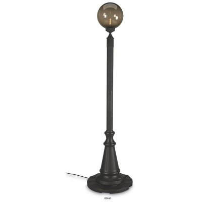 Black European Single Globe Outdoor Patio Lamp with Bronze Globe