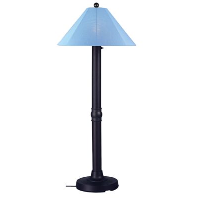 Black Catalina Outdoor Floor Lamp with Sunbrella Shade