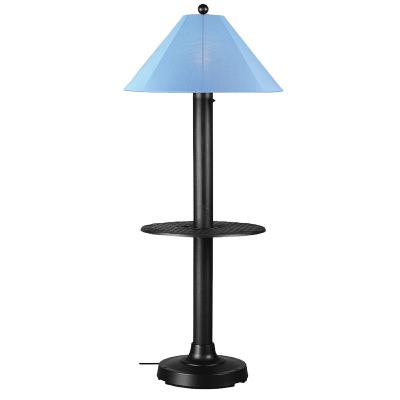 Black Catalina Outdoor Floor Lamp with Table and Sunbrella Shade