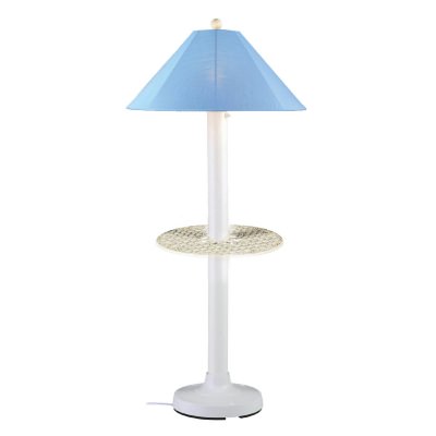 White Catalina Outdoor Floor Lamp with Table and Sunbrella Shade