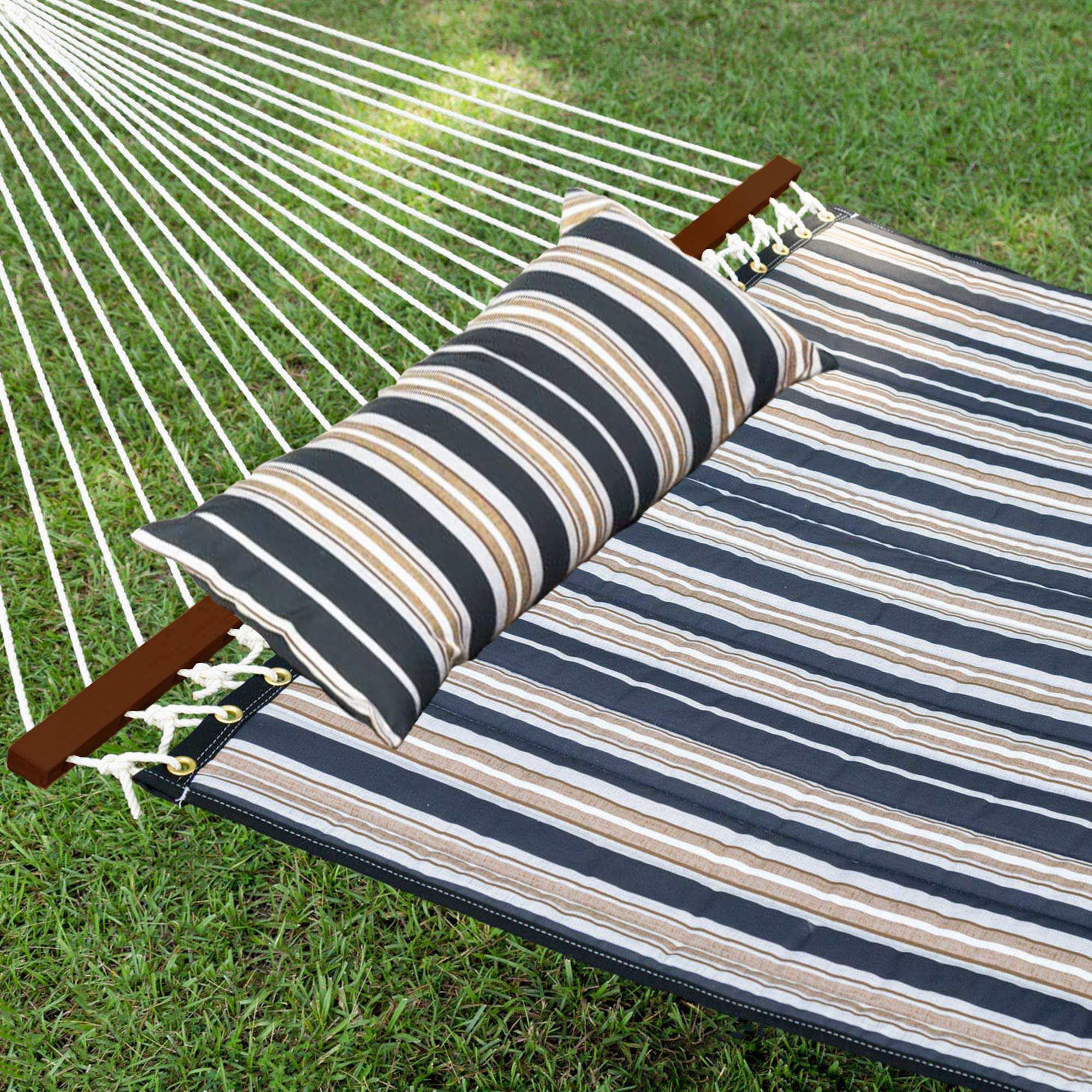 Large Quilted Hammock with Pillow - Brown and Black|Castaway Hammocks