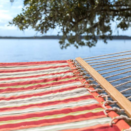 Large Polyester Quilted Hammock - Red and Orange Stripe