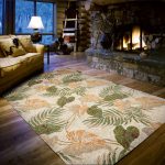 Ravella Tropical Leaf Neutral Outdoor Rug