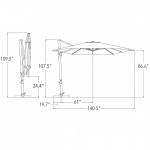 Bali 10' Square Sunbrella Cantilever Umbrella with Cross Base