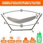 Brazilian Premium Polycotton Fabric Hammock Combo with Space Saving Stand & Storage Bag - Gray Stripe