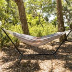 Brazilian Premium Polycotton Fabric Hammock Combo with Space Saving Stand & Storage Bag - Gray Stripe