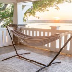 Brazilian Premium Polycotton Fabric Hammock Combo with Space Saving Stand & Storage Bag - Gray Stripe
