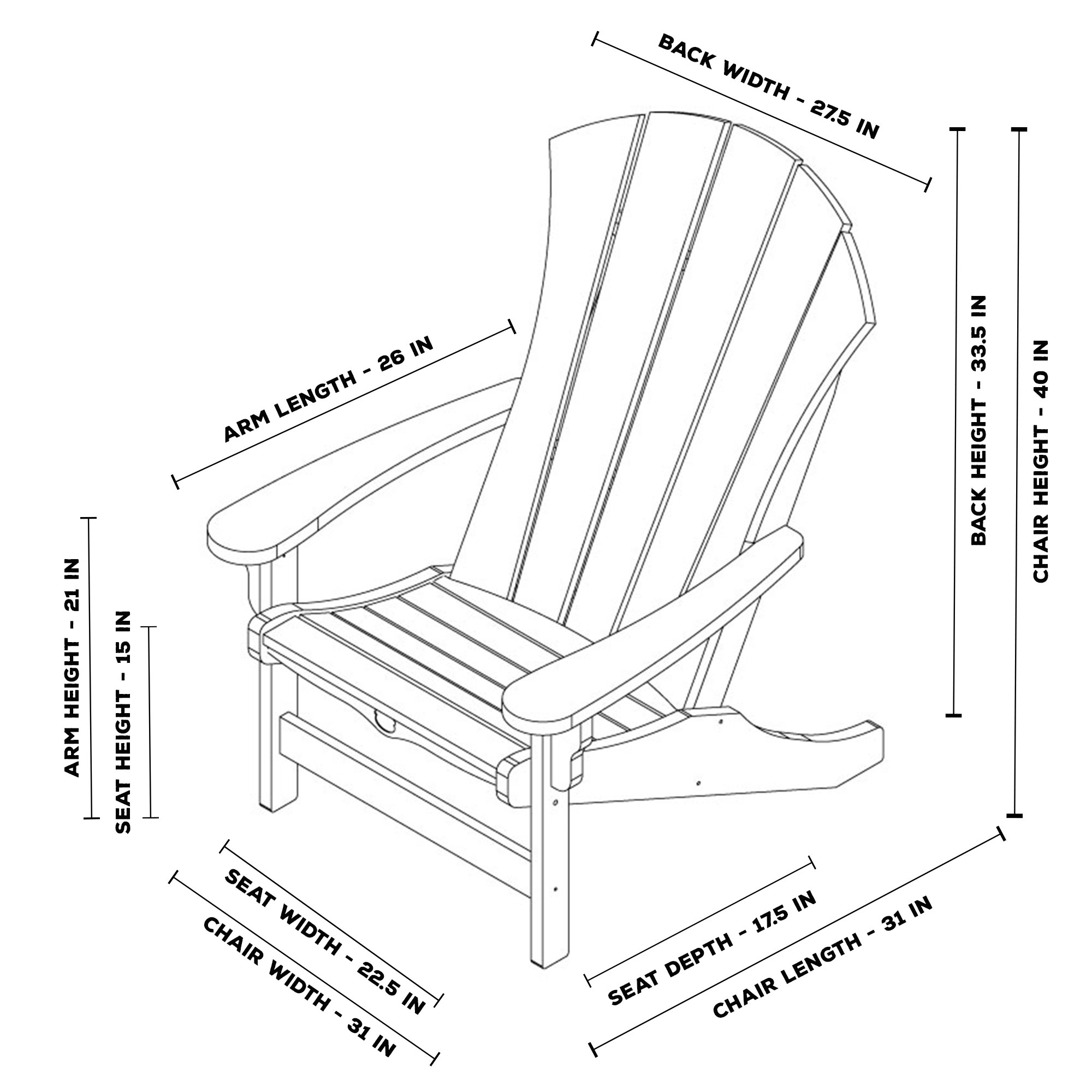 Кресло Adirondack чертежи