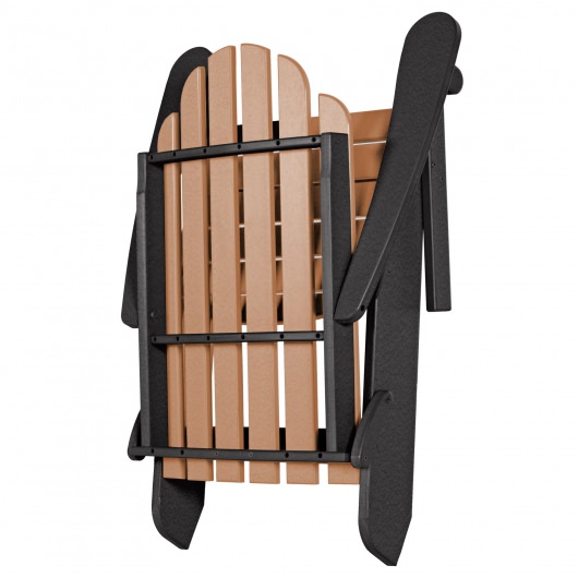 DURAWOOD® Poly Lumber Essentials Folding Adirondack Chair - Black and Cedar