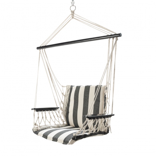 Single Cushioned Swing - Black and White Stripe