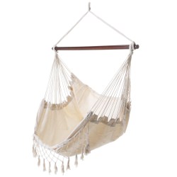 Single Quick Dry Fabric Swing with Eclectic Fringe - Natural
